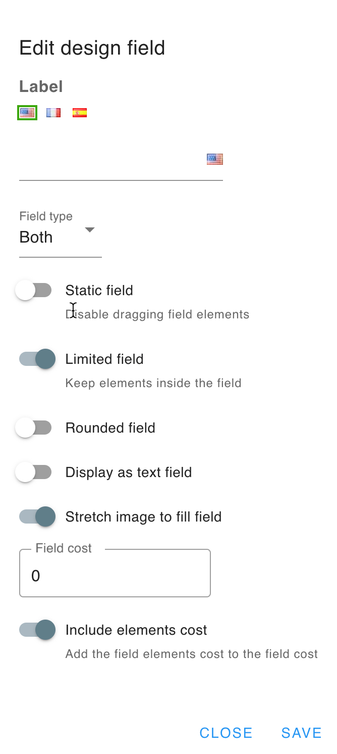 Edit field modal