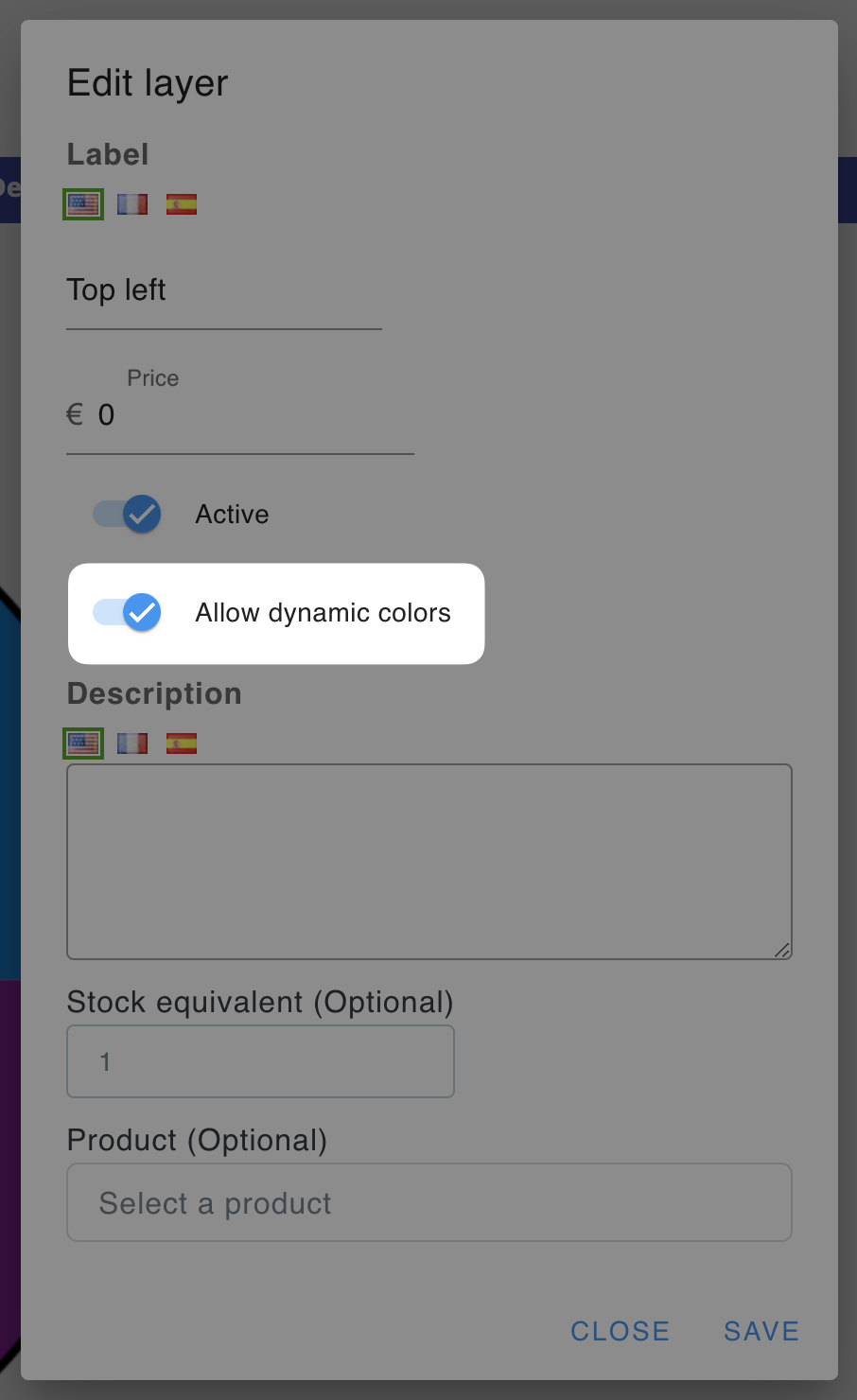Layer dynamic color
