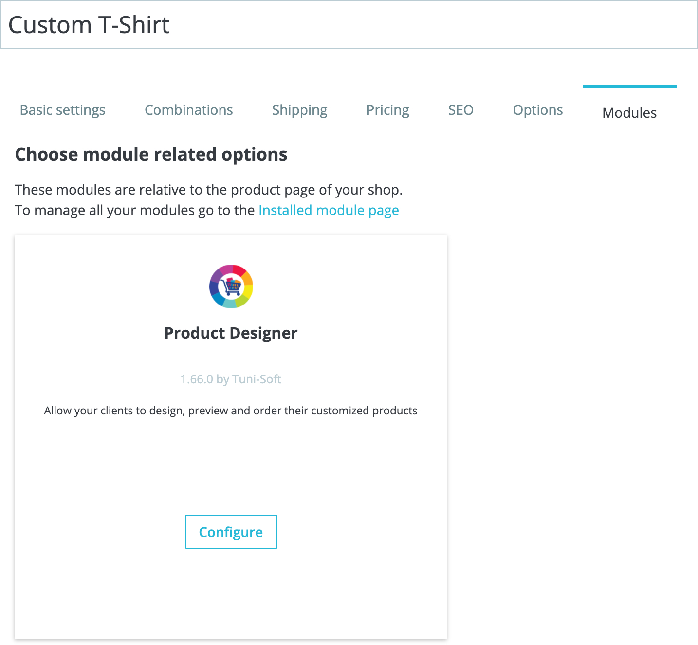 Product configuration