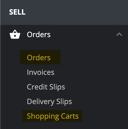 Sell menu