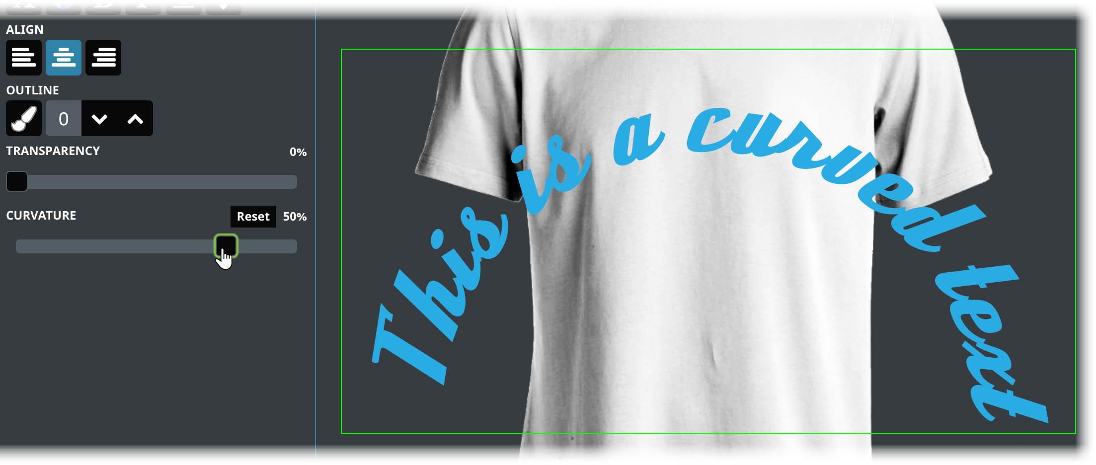 Text curvature