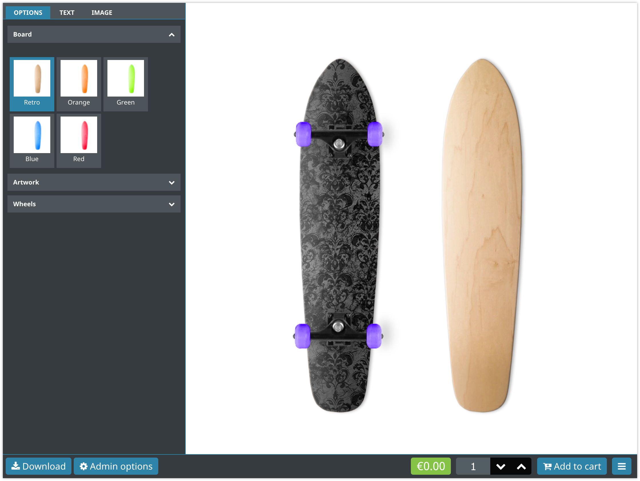 Visual options display